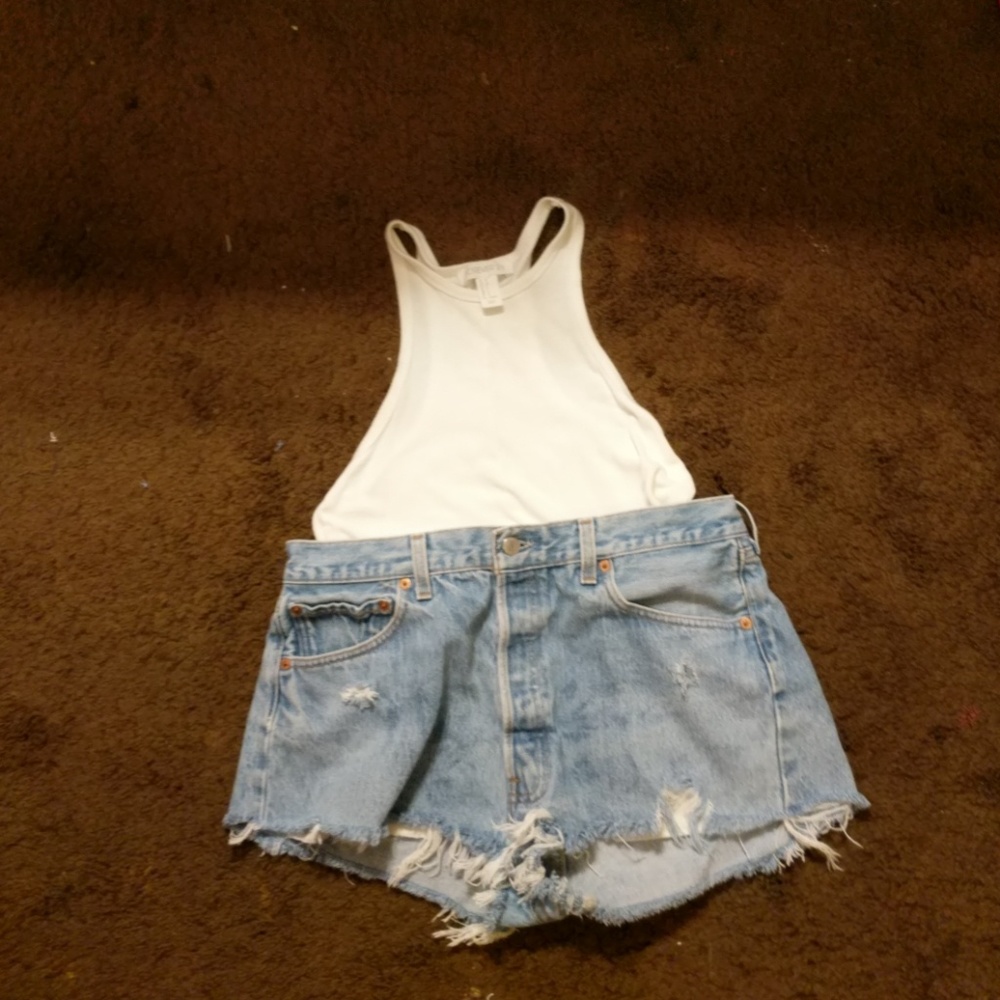 Levi's 501 button up jean cut offs